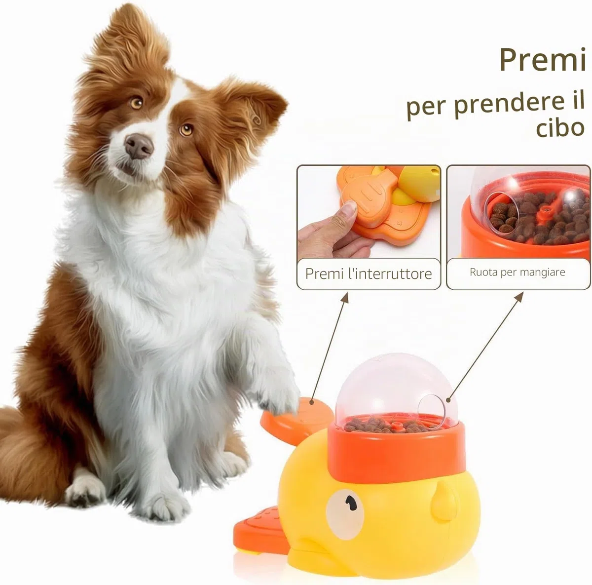 Giocattolo a forma di anatra per cani, alimentatore lento per animali domestici, dispenser di cibo per gatti e cani, per l'arricchimento e l'intrattenimento