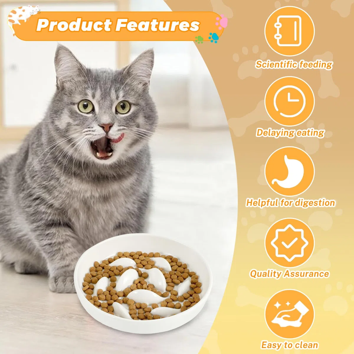 ACTOYS Ciotola Anti Ingozzamento per Gatto e Cane, Ciotola Ceramica per Gatto e Cane, Ciotole per Gatti e Cani, Ciotole Gatti Cani Anti Ingozzamento (Delfini bianchi)