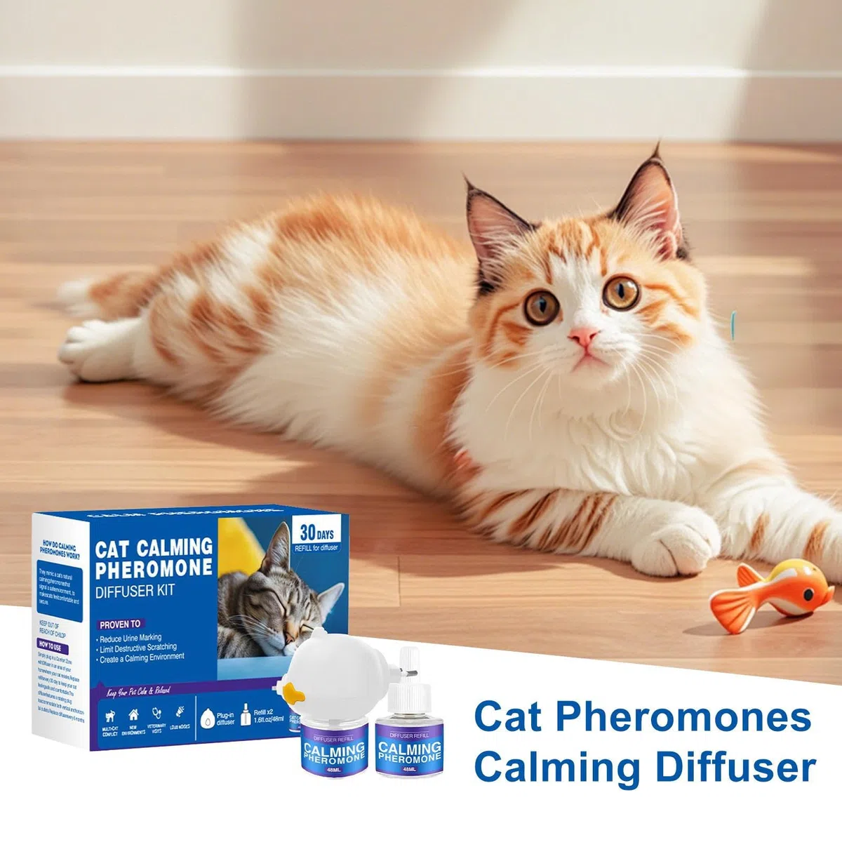 Generico Feromoni Gatto Calmante, Diffusore di rilassamento, La Plug di 60 Giorni in Calmante Alleviare Lo Stress Riempimento per Ridurre i di Combattimento Si, per Adattarsi a Tutti i Gatti