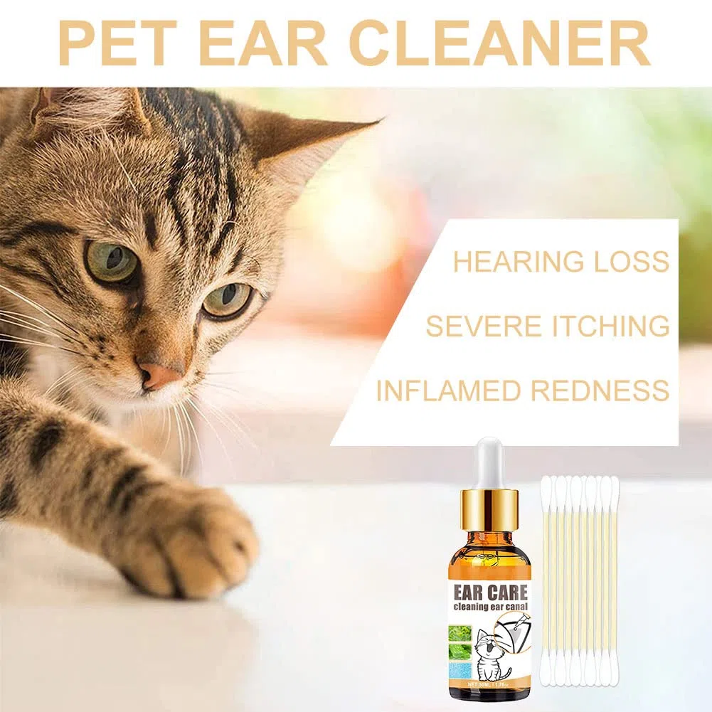Gocce per Acari dell Orecchio,Gocce D'acari,Pulisci Orecchie Cane e Gatto,Detergente per Orecchie per Cane,Dog Ear Cleaner,Stop Prurito Rimuovere Earwax,50 ml