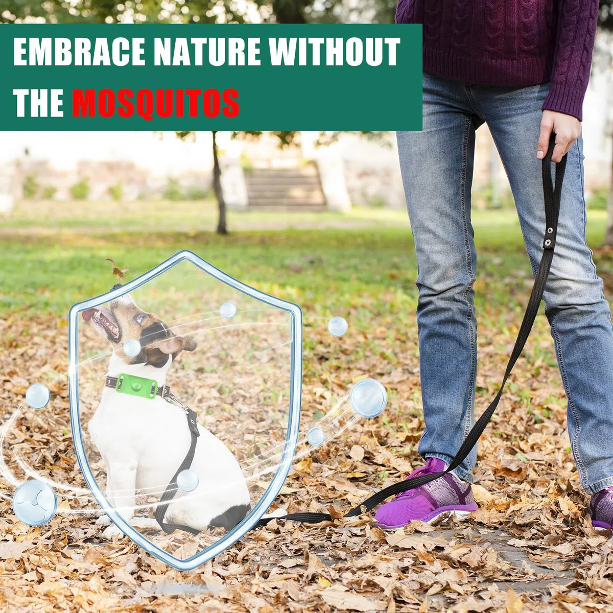 Collare Antiparassitario per Cani 2 in 1 – Antipulci e Antizecche con Clip Repellente per Zanzare, Regolabile, Impermeabile, Protezione a Lunga Durata