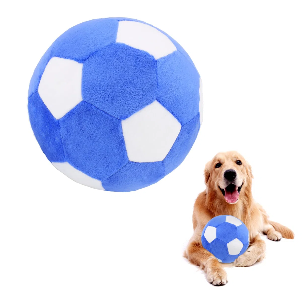 Giocattoli interattivi per cani, calcio, peluche squittio, palla per cani, giocattolo per cani di taglia media e grande, giocattolo da 7,1 in 18 cm