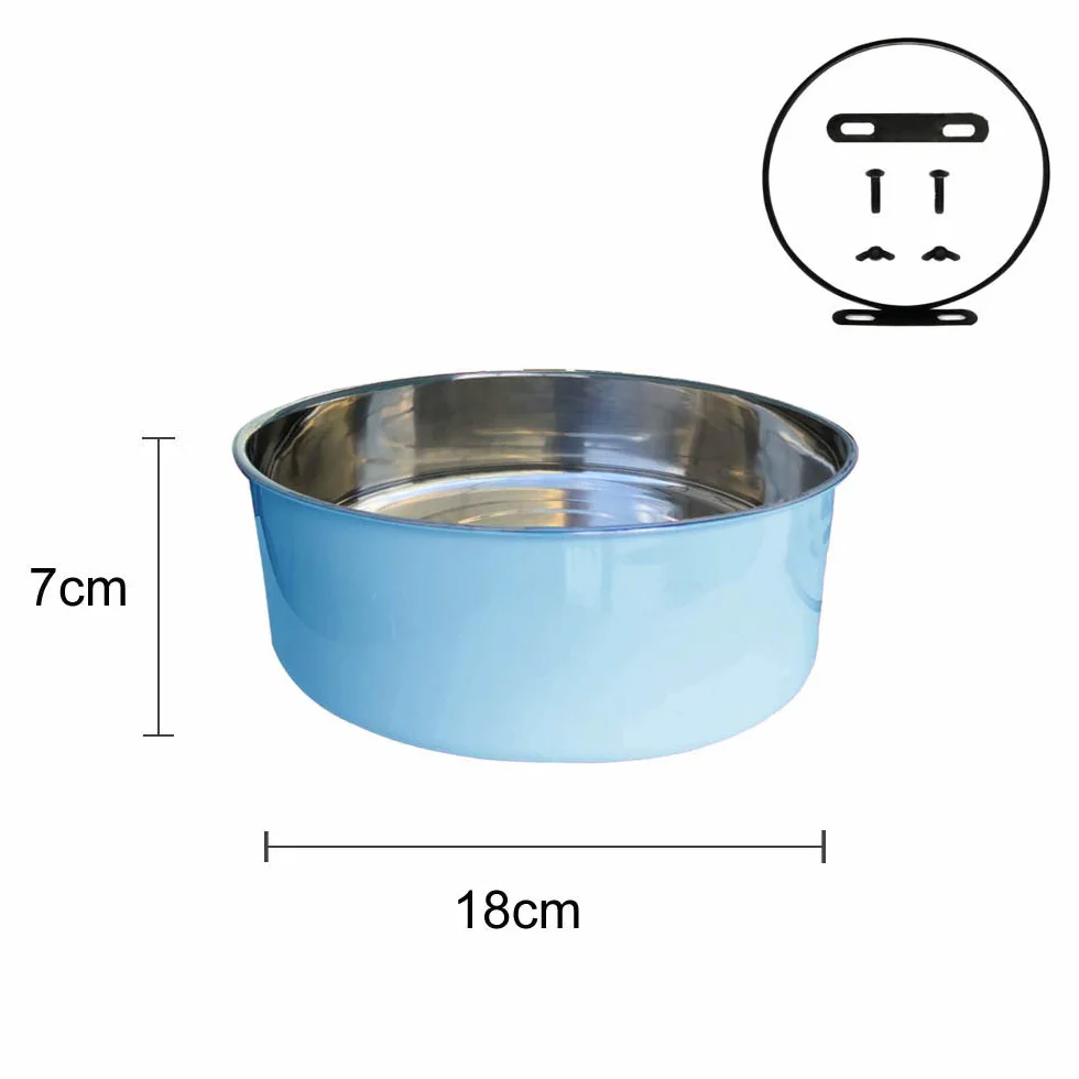 Ciotola d'acqua per gabbie e gabbie per cani, 2 in 1, ciotola da appendere per animali domestici, in acciaio inox, ciotola per cani di medie dimensioni (blu, 1,7 l/1 pezzo)