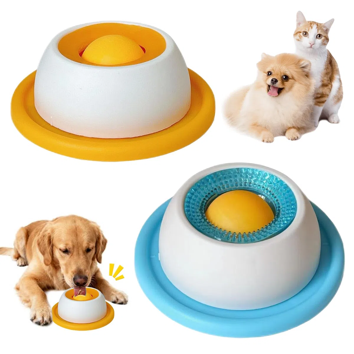 Lick Bowl per cani, 2PCS Dispenser per leccare la palla, Dog Lick Toy, Giocattoli per cani e gatti per cibo liquido, Ciotola da leccare per cani, Cane Slow Feeder Lick Bowl, per addestramento (B)