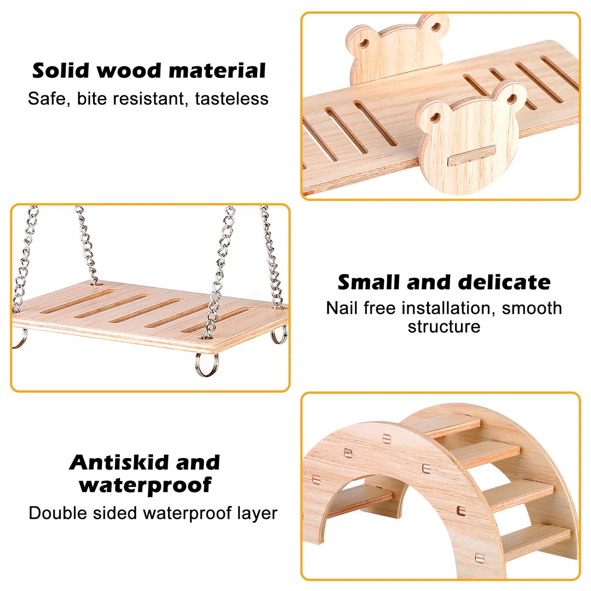 Giocattoli Per Criceti in Legno, 4 Pezzi Giocattoli Da Masticare Per Criceti, Accessori Criceto in Legno Per Criceti, Coniglietti, Gerbilli, Porcellini D'india, Cincillà, Gabbia Per Criceti Fai-da-te