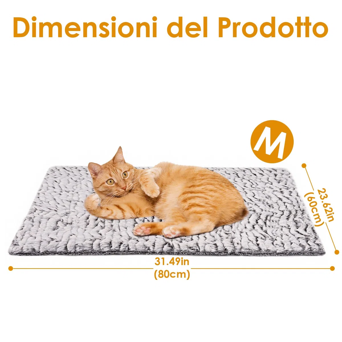 Tappetino riscaldante per Gatti,Coperta Termica Gatto,Senza eelettricità e batterie,Cuscino Autoriscaldante per Cane,Lavabile in Lavatrice,Gatto Interno Esterno 60x80cm(M)