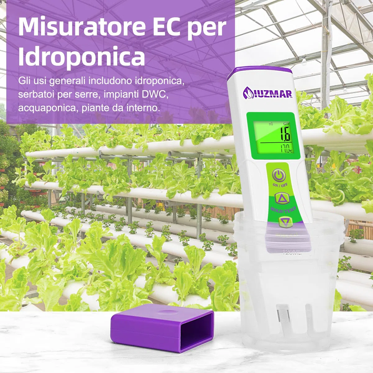 UIUZMAR Misuratore TDS Acqua, Misuratore della qualità dell'acqua per Osmosi Inversa, Acqua Potabile, Acquario, Durezza Osmosi, Tester TDS e EC 3 in 1 per Idroponica, Piscina