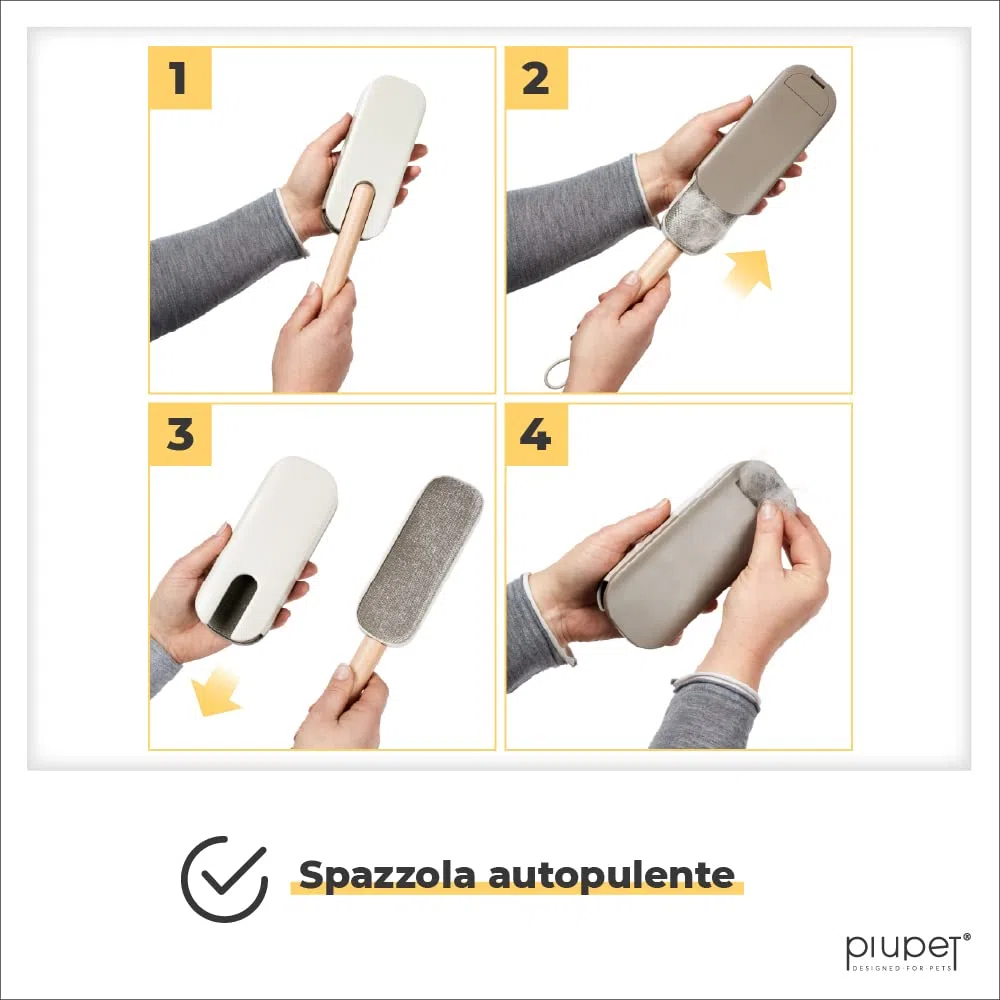 PiuPet® Spazzola Levapelucchi I Autopulente I Togli peli Animali I rimuovi peli Gatto/Cane