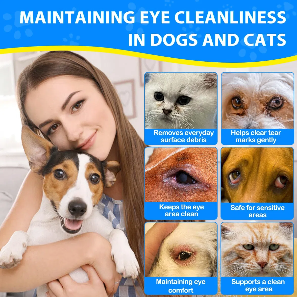 Eye Rinse for Dogs, 100ML Collirio per Cani e Gatti 100% Naturale - Pulizia Occhi Cane (contagocce) - Gocce Argento Colloidale