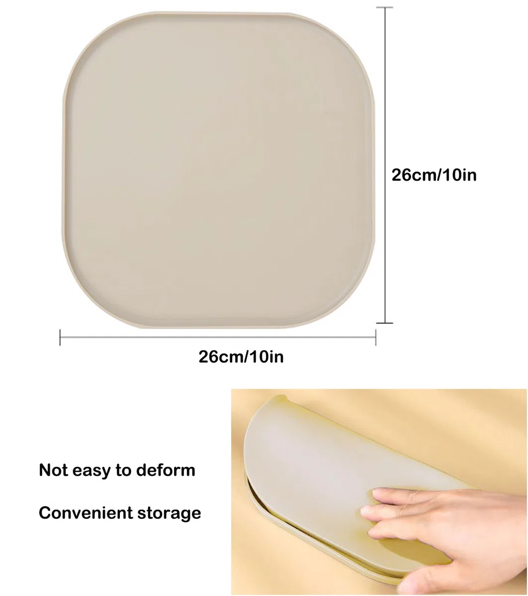 Tappetino Alimentare Impermeabile per Cani e Gatti, Tappetino Impermeabile in Silicone per Ciotole, Antiscivolo, Facile da Pulire, Sicuro per Alimenti (Beige, 26cm x 26cm)