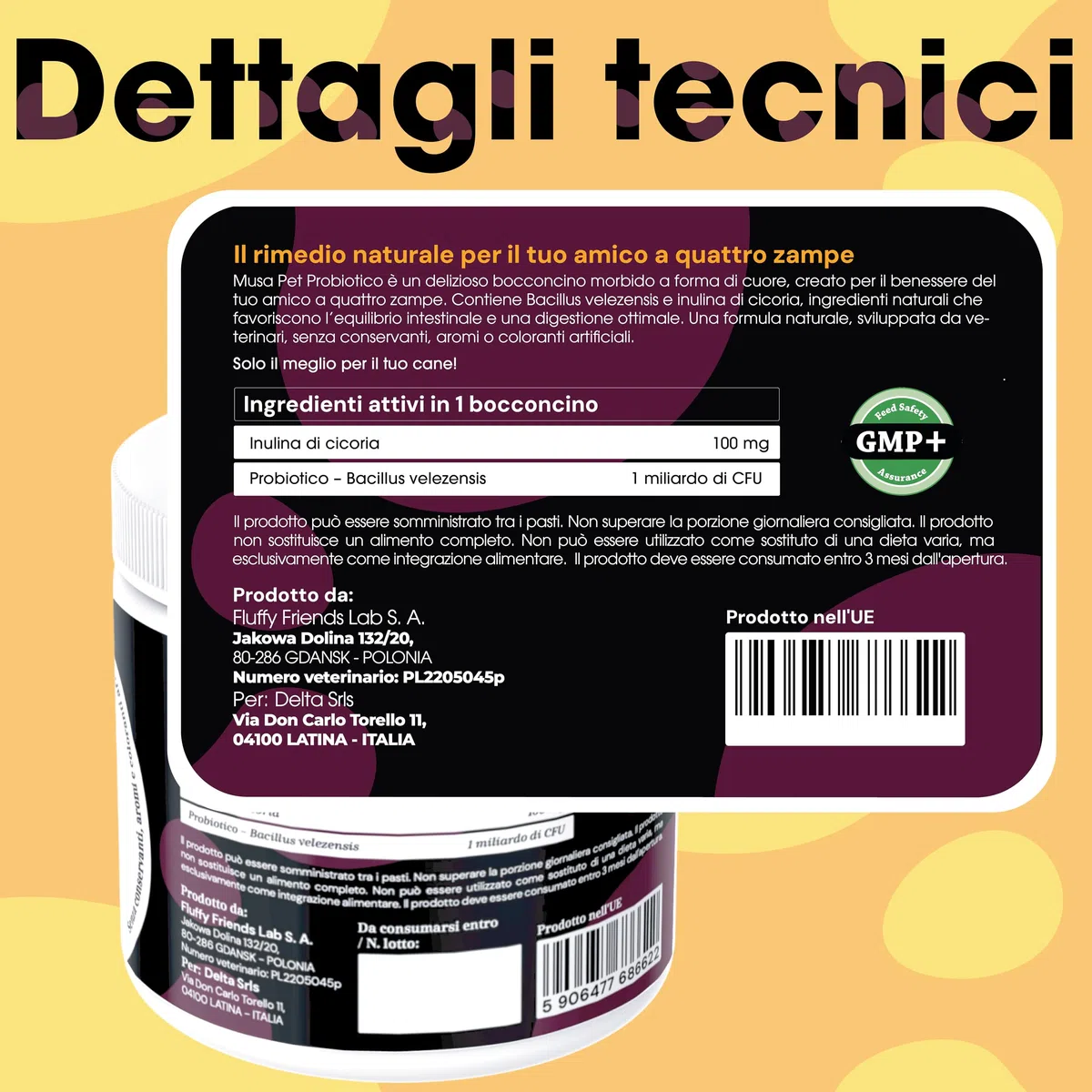 PROBIOTICI PER CANI (60 Snack Naturali) - PROBIOTICO PER CANI | Bacillus velezensis e Inulina di Cicoria | Integratore per Intestino e Difese - Bocconcini a Forma di Cuore Gustosi (2)
