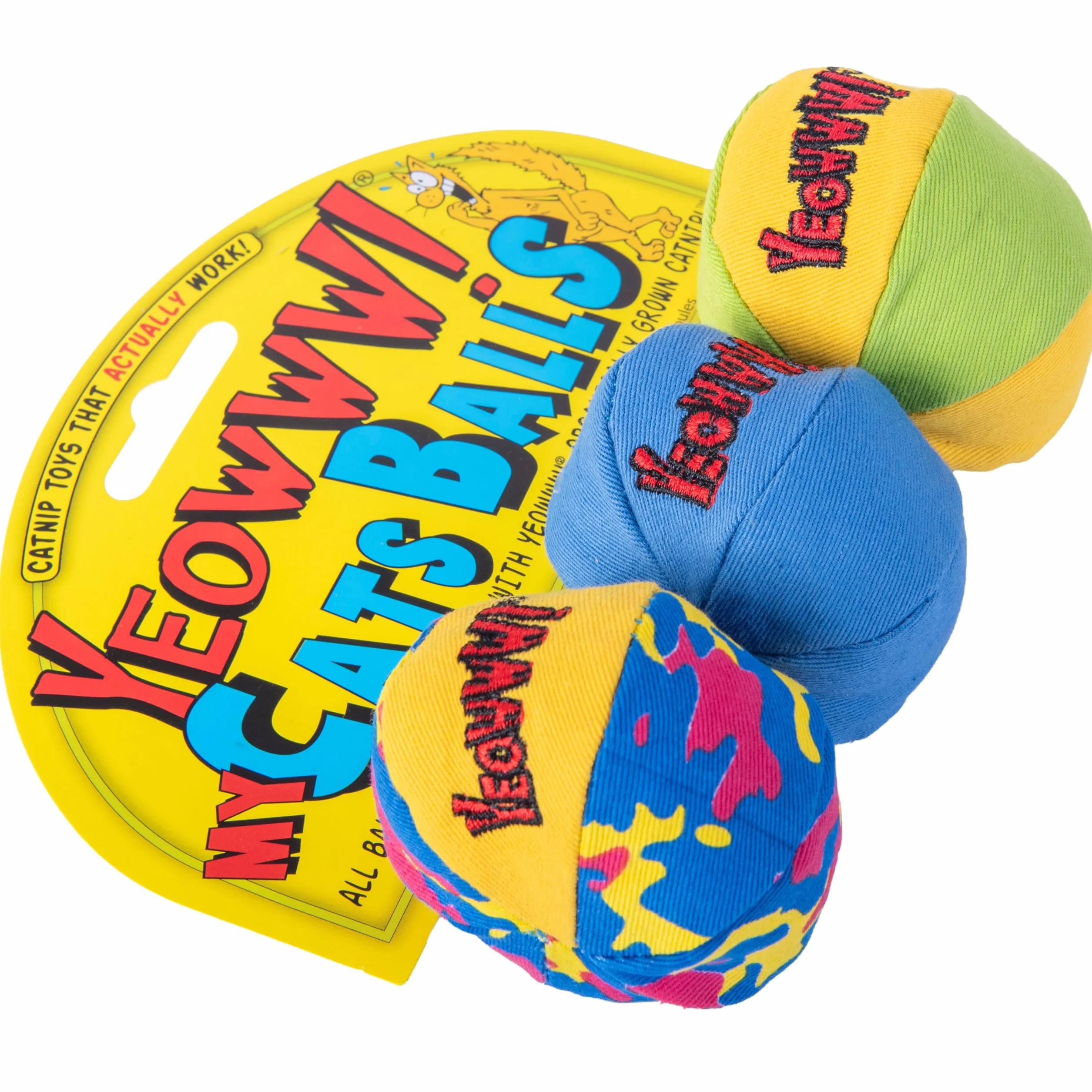 YEOWWW Duckyworld My Cat Balls Set 3Pz - My Cats Balls 3-Pack Giocattolo per Gatti con Erba Gatta - 400 Gr