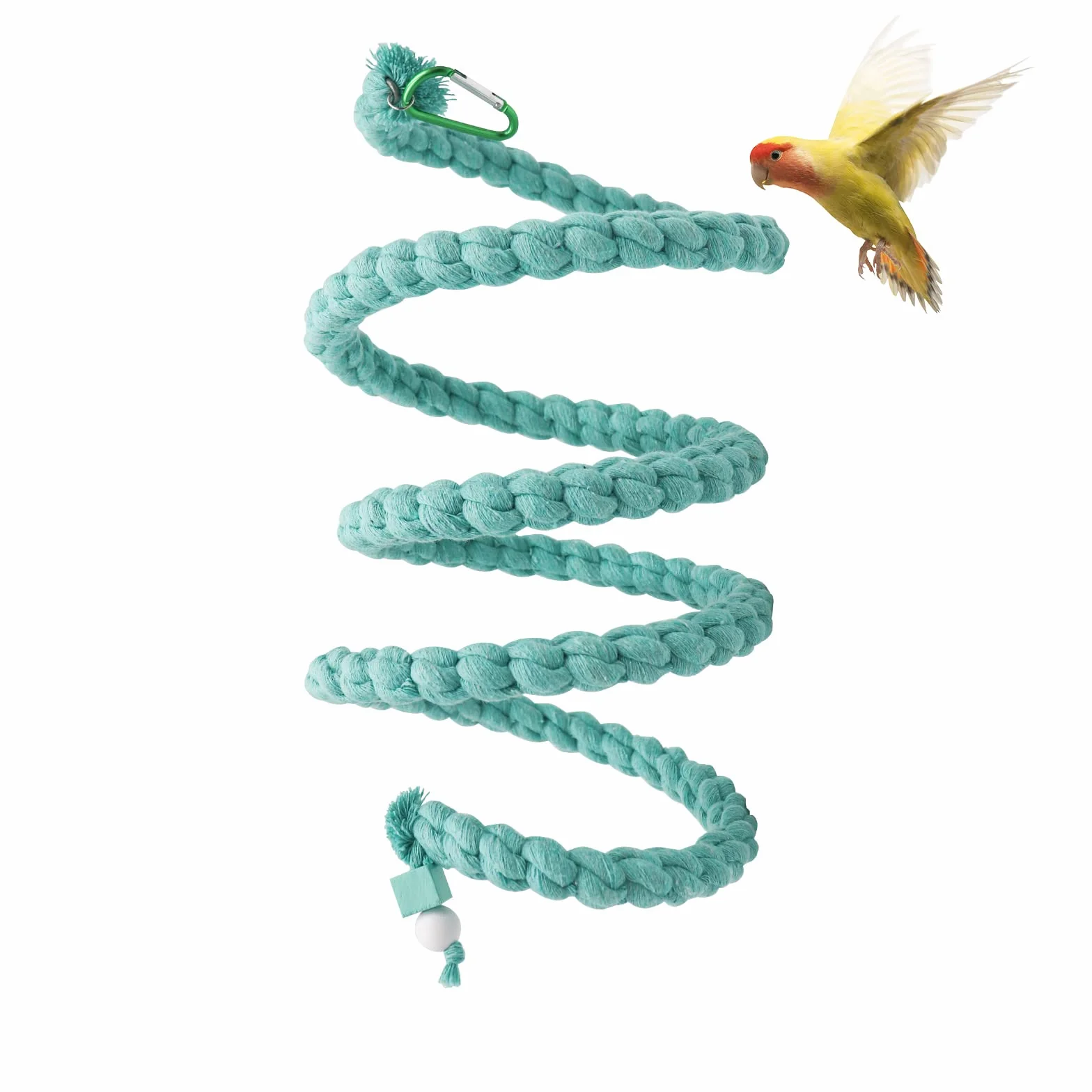 Pertica a Spirale per Uccelli (150 cm), Giocattolo in Corda per Gabbie - Accessorio per Arrampicata di Pappagalli, Calopsite, Cocorite, Inseparabili e Uccelli di Medie Dimensioni
