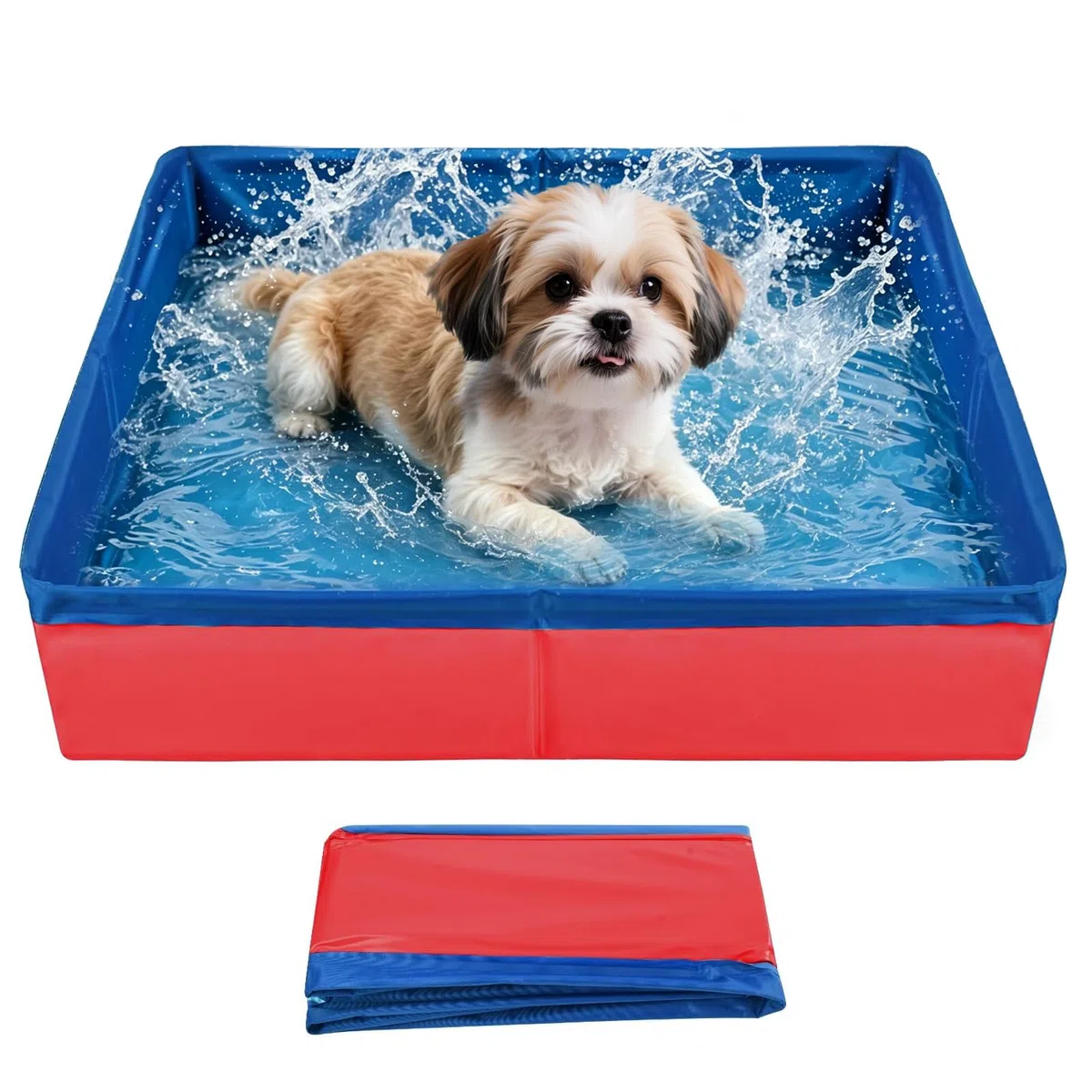 Piscina per Cani Piccoli 50x10cm Mini Piscinetta per Cani Piscina Pieghevole Gioco per Gatti Piscinas Animali Domestici Resistente Graffi per Bagno e Riporre Gli Oggetti (Rosso)