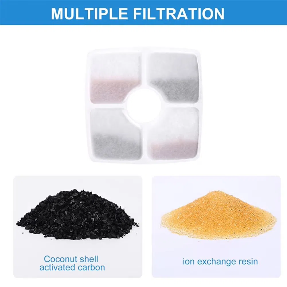 Filtro di Ricambio Tripla Filtrazione 12 Pz Filtro Quadrato 125mm per per Bere Animali Domestici Dispenser per Cani e Gatti