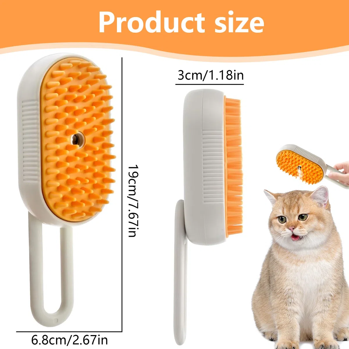 Spazzola a Vapore 3 In 1 Per Gatti e Cani - Spazzola Steamy Per Animali Domestici