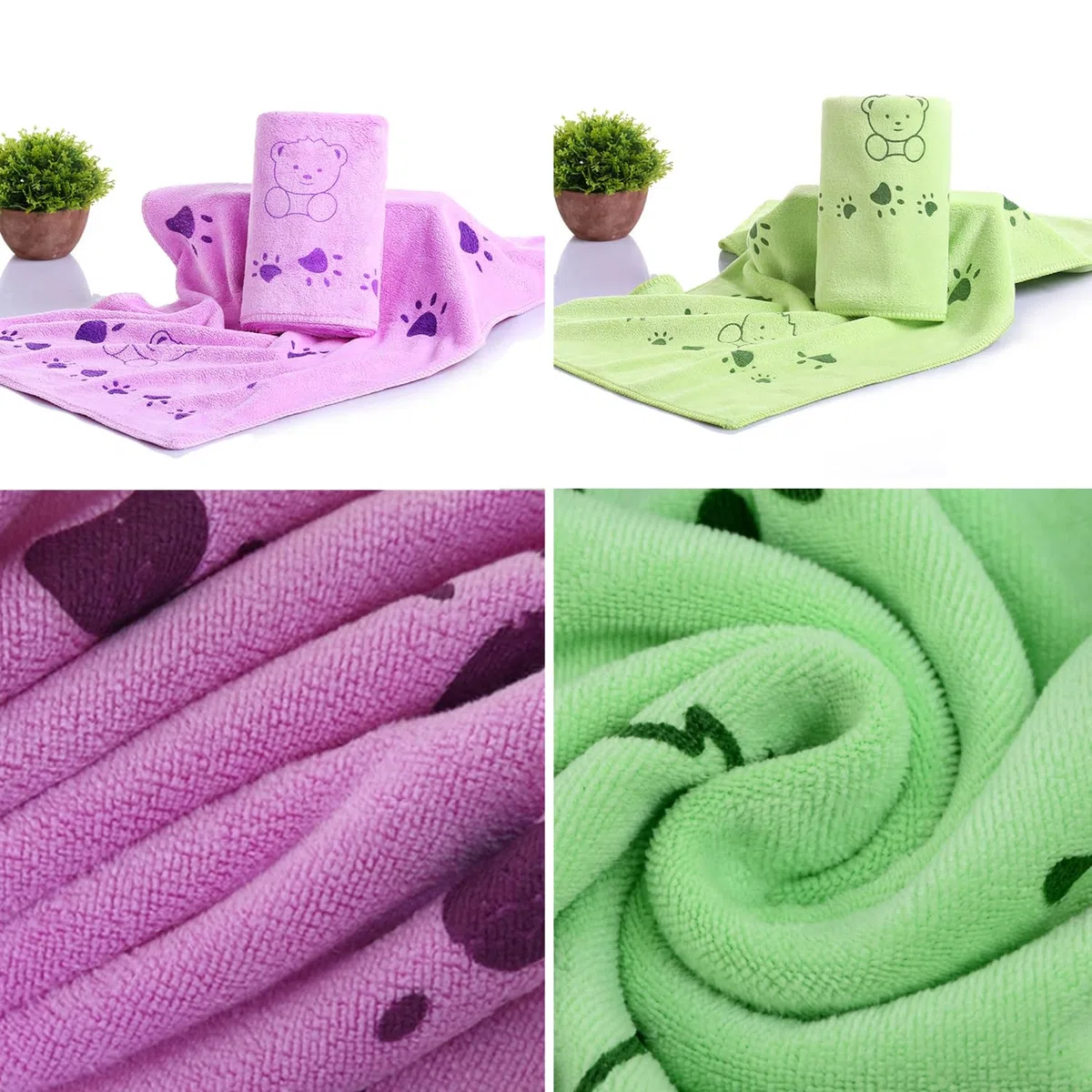 Asciugamano da Asciugatura Rapida per Cane 2 Pezzi Asciugamani per Cani Gatti Assorbente Coperta per Cani in Super Microfibra Asciugamani Animali Domestici 140 x 71cm (Verde e Viola)