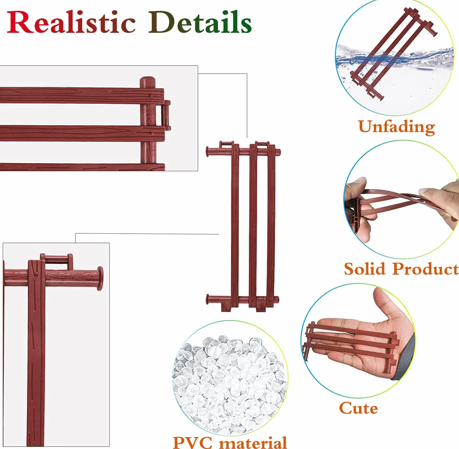 Giocattolo Recinto Fattoria per Recinzione per Cavalli 20Pcs Giocattolo di Recinzione in Plastica per Stalla per Cavalli Regalo Educativo Decorazione Micro Paesaggio (Marrone)