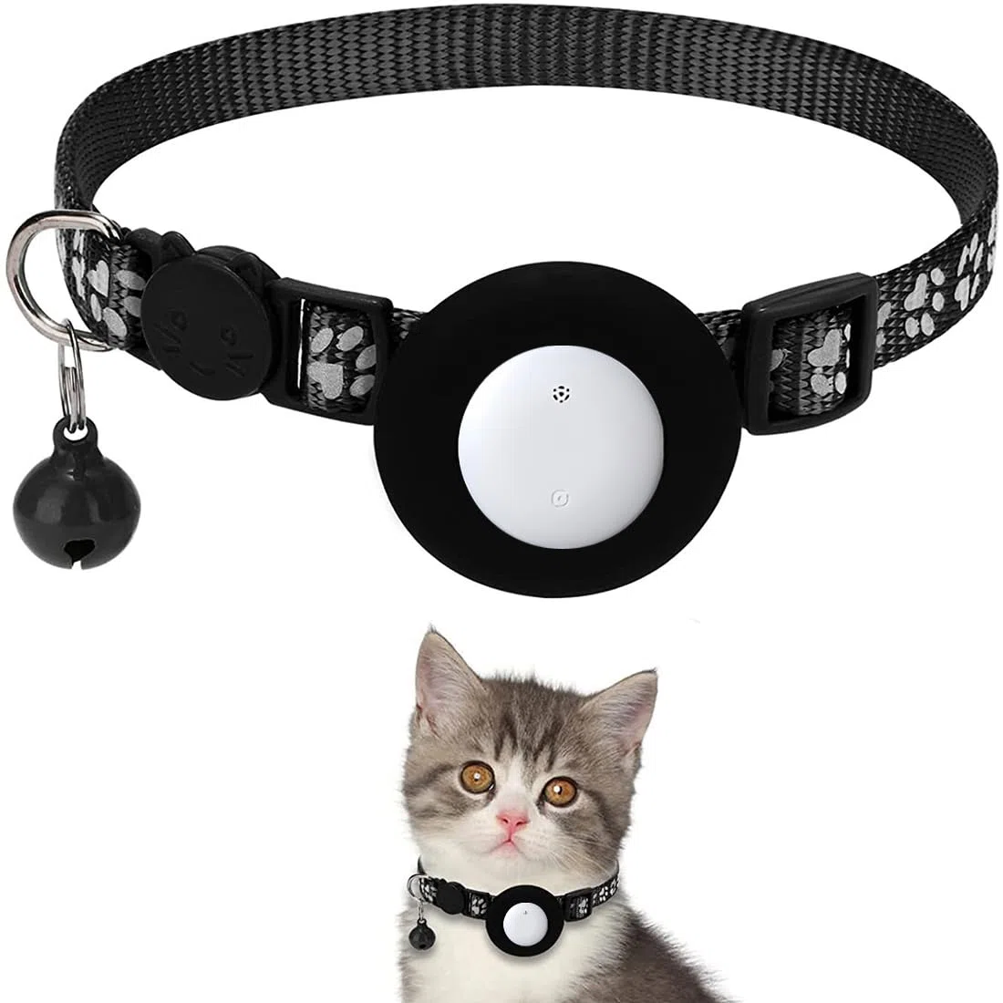 Localizzatore GPS per gatti, senza abbonamento (solo per iOS), collare GPS riflettente, localizzazione animali domestici, localizzatore integrato.