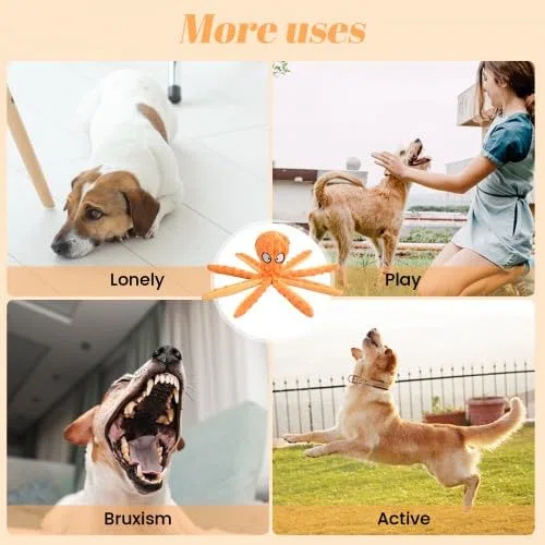 Giochi con Squeak per Cani Giocattoli per Cane Non Riempiti Sicuri, Giocattoli per Polpi per Animali Domestici Polipo Peluche Giocattoli da Masticare con Carta Increspata