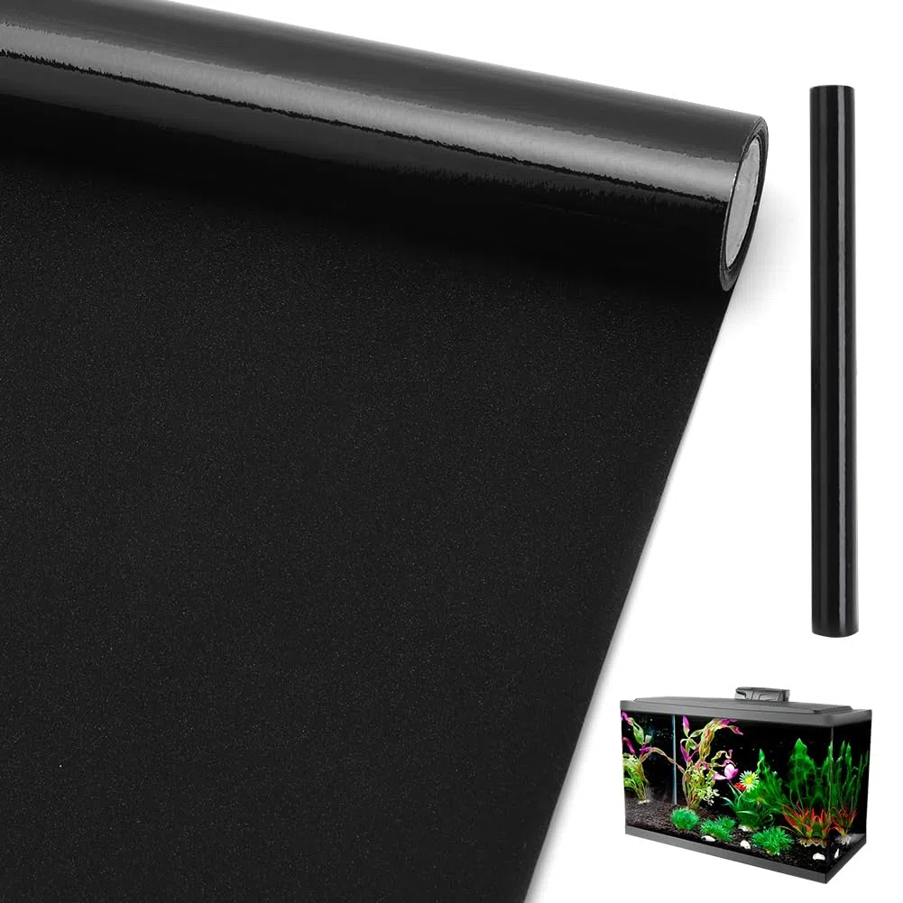 Sfondo Adesivo Statico per Acquario Nero 40 x 200 cm, Pellicola per Acquario con Esclusione di Aria PVC Opaco e Antistrappo Addobbi e Accessori per Acquario Nato per Proteggere Pesci e Piante