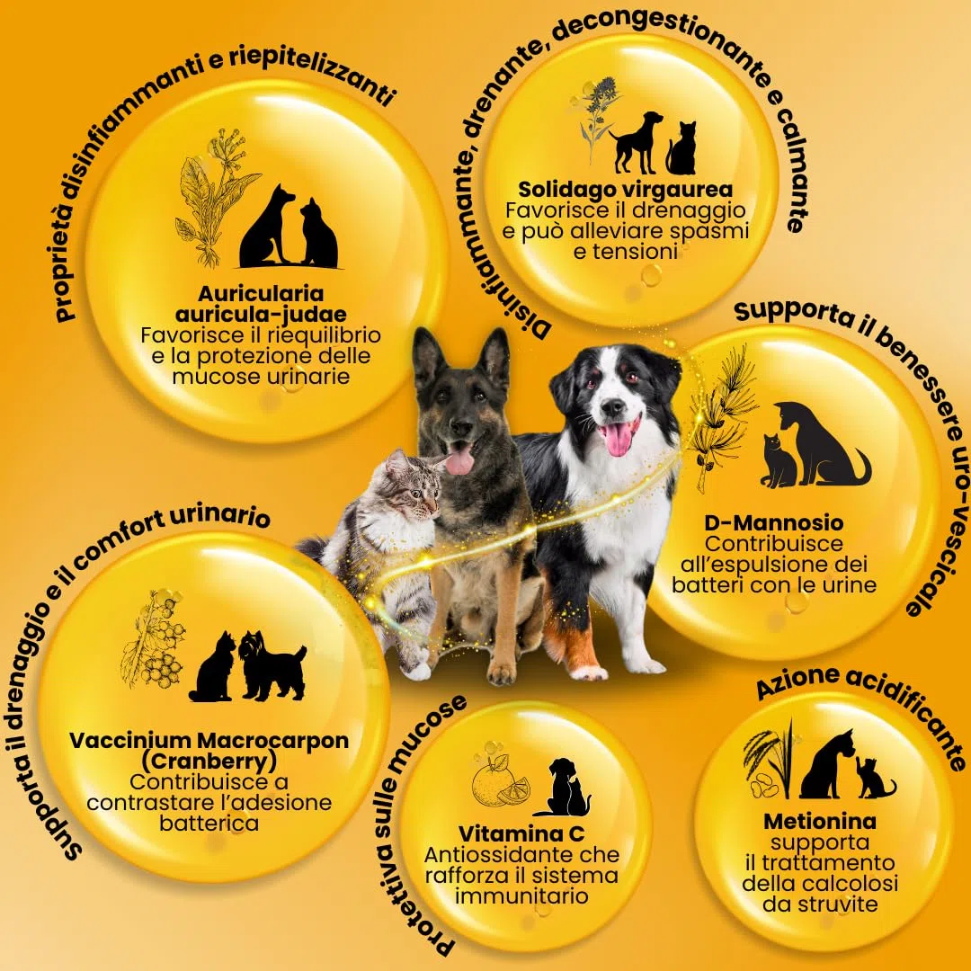 CAMON | StruviPet Plus, Alimento Complementare Dietetico per Cani e Gatti per il Benessere delle Vie Urinarie, 60 Compresse da 1g