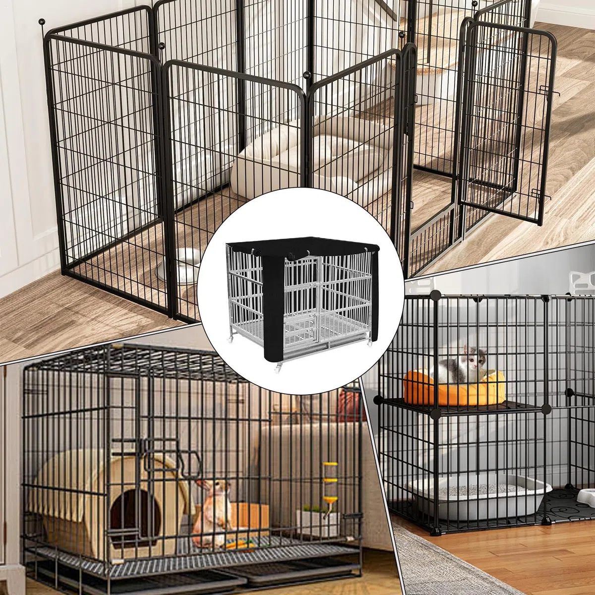 Copertura Per Gabbia Per Cani Taglia Media,Protezione Per Cuccia | Copertura Multifunzionale Traspirante con Blocco UV per Viaggi, Campeggio, Interno ed Esterno