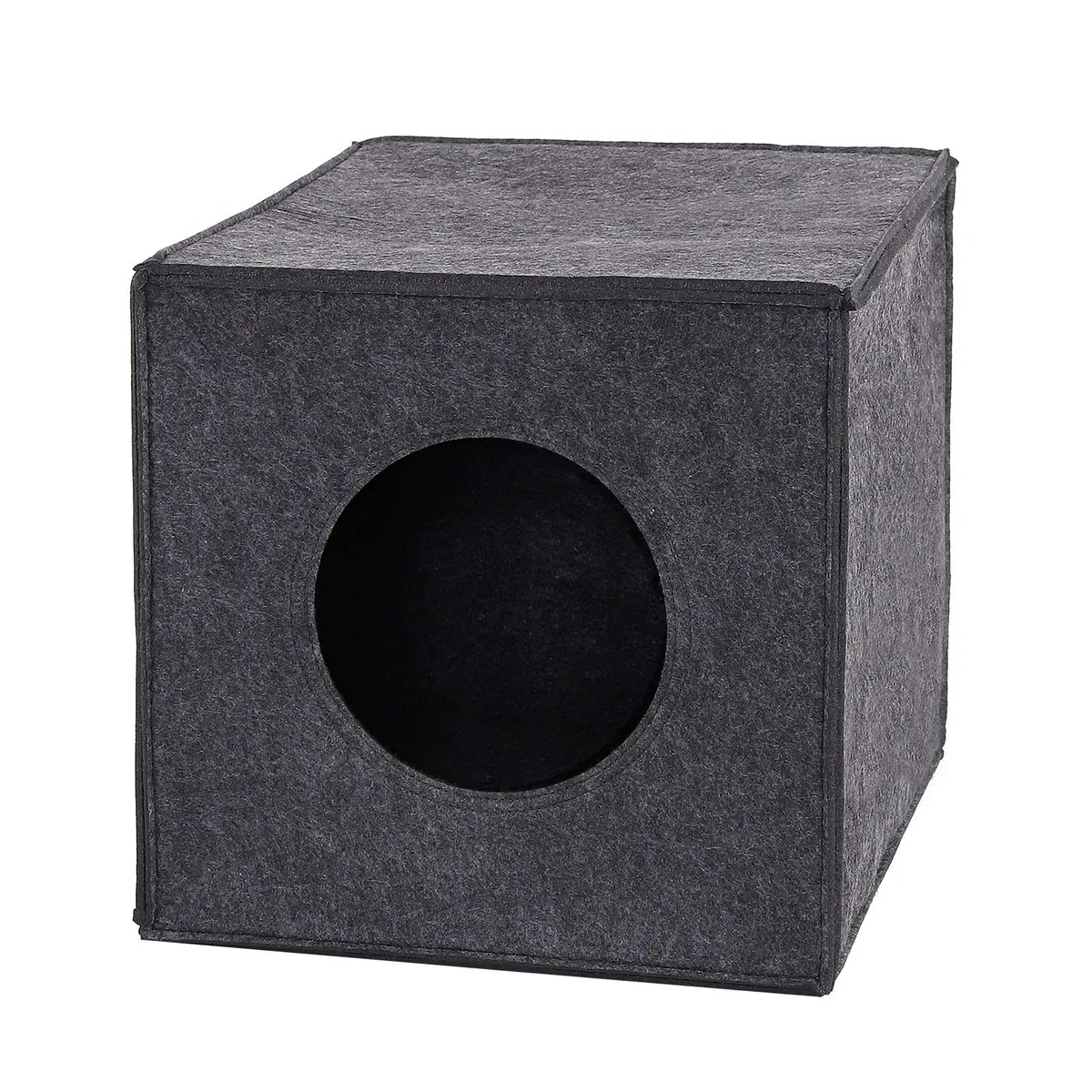 lionto Tana per gatti in feltro stabile adatta a scaffali e sistemi modulari, 33x37x33 cm, cuccia pieghevole a cubo autoportante, facile da pulire, senza cuscino accogliente, grigio scuro