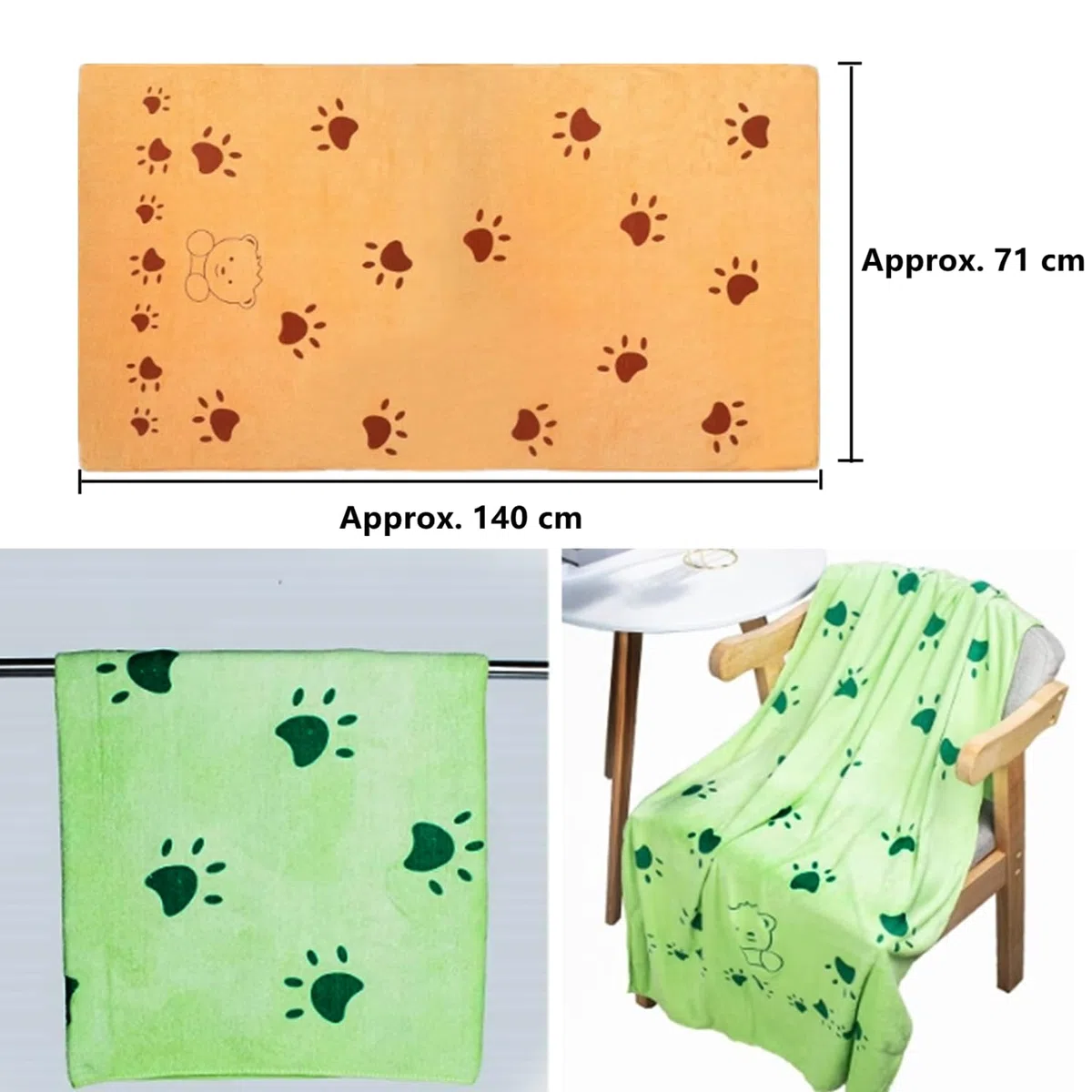 Asciugamano da Asciugatura Rapida per Cane 2 Pezzi Asciugamani per Cani Gatti Assorbente Coperta per Cani in Super Microfibra Asciugamani Animali Domestici 140 x 71cm (Verde e Viola)