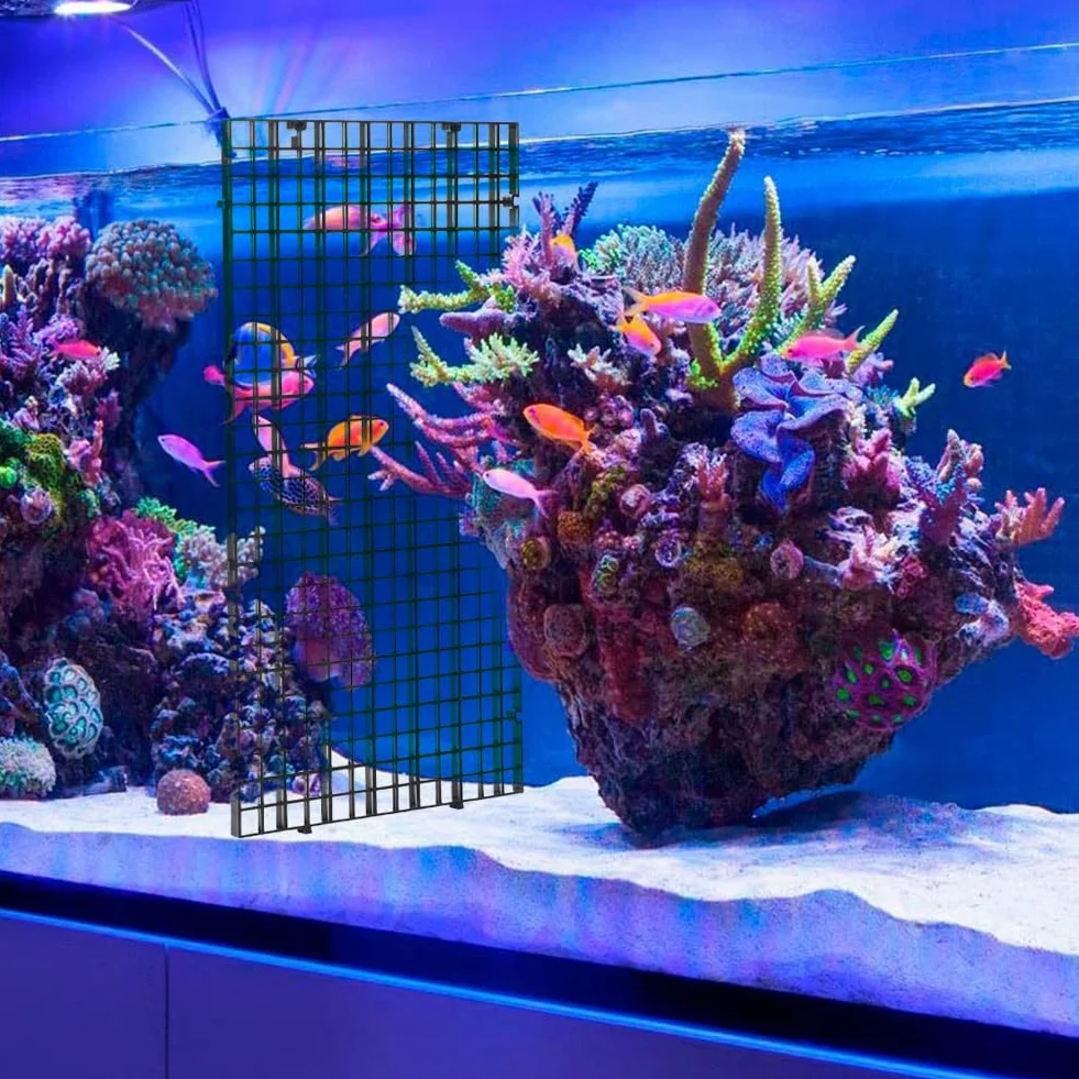 Helweet Divisori per Acquario, Separatore per Acquario, Griglia Divisoria per Acquario, 4 Pezzi Griglia Divisore di Plastica, Separa Efficacemente Pesci Diversi, 30 x 15cm, con 8 di Clip Ventosa