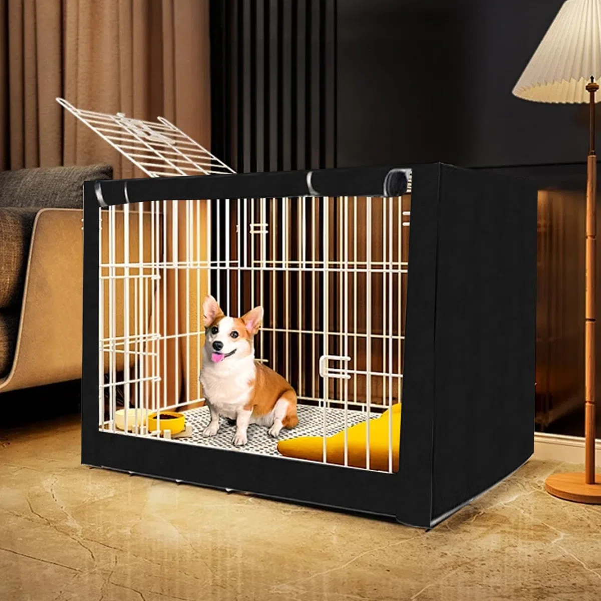 Copertura Per Gabbia Per Cani Taglia Media,Protezione Per Cuccia | Copertura Multifunzionale Traspirante con Blocco UV per Viaggi, Campeggio, Interno ed Esterno