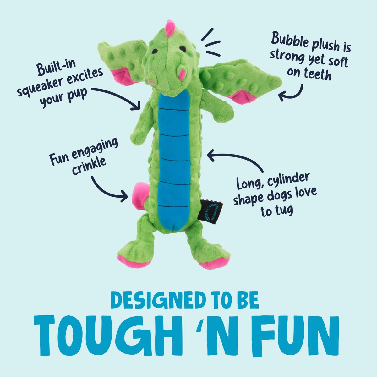 goDog Skinny Dragons with Chew Guard Tough Plush Dog Toys