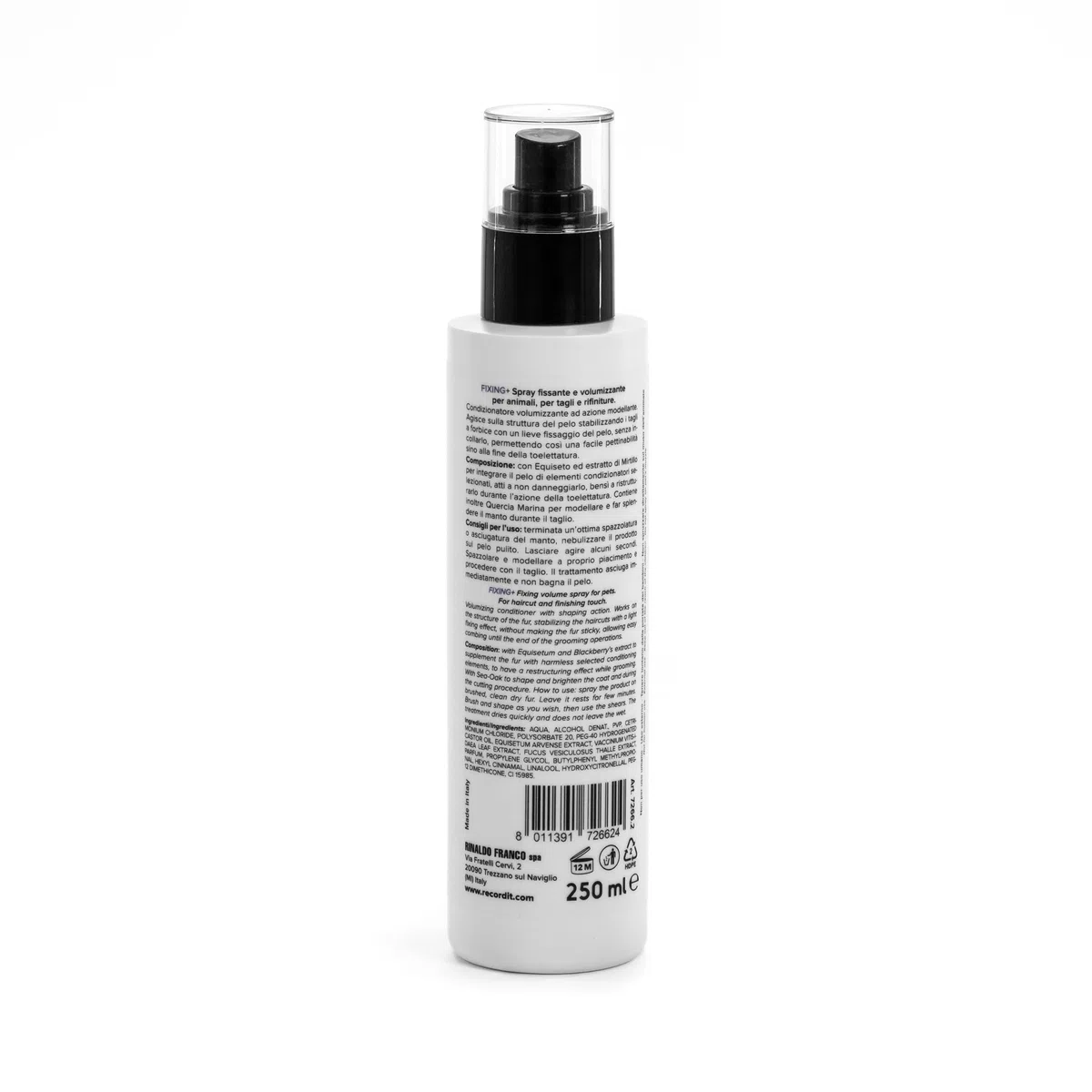 Record Charme Fixing+ Spray Volumizzante per Cani. Spray professionale per il pelo con estratto di Mirtillo con effetto luce e extra-volume, Made in Italy da 250ml