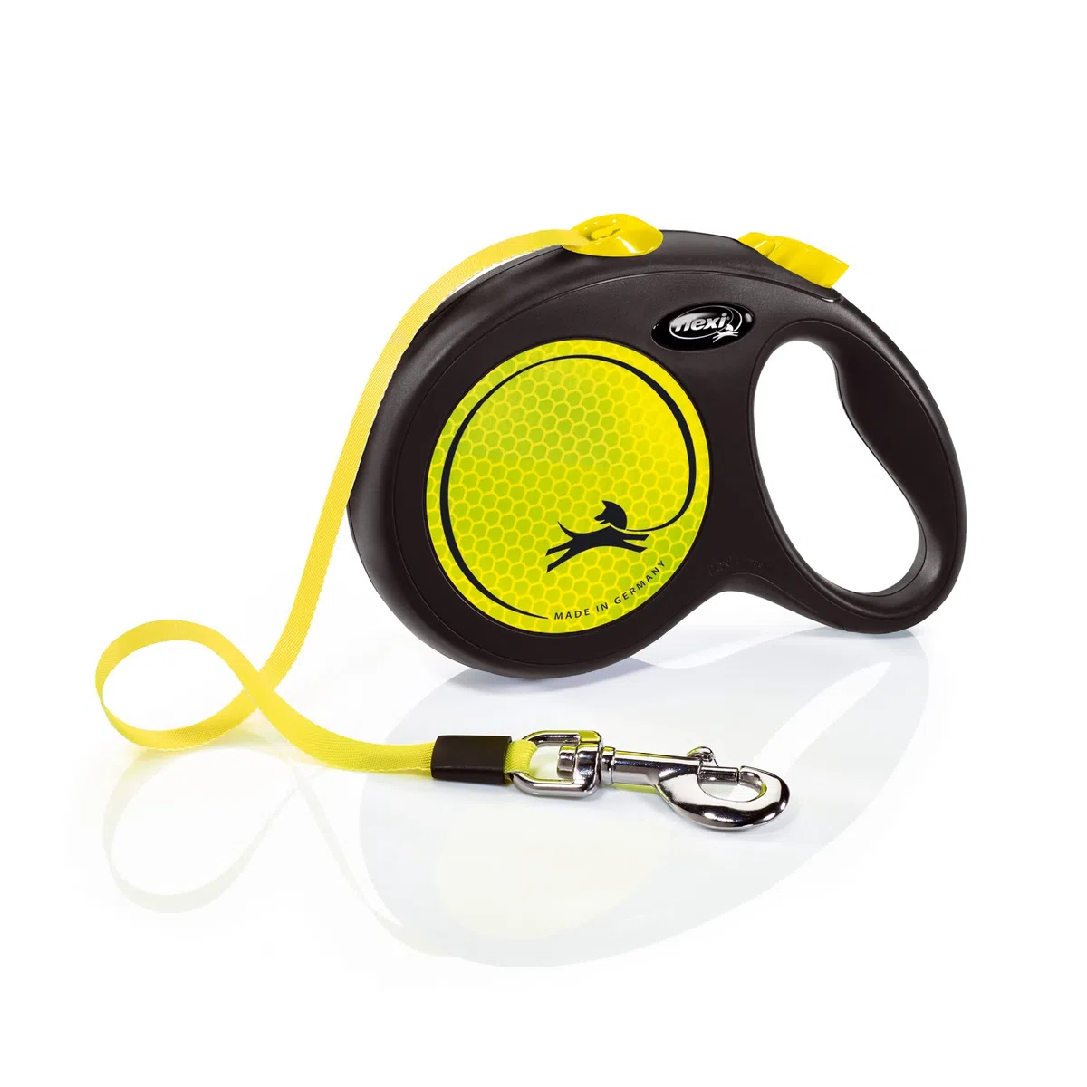 Croci Flexi New Neon Tape, Guinzaglio per cani allungabile riflettente, taglia L fino a 50 kg, lunghezza 5 Metri, Nero e giallo