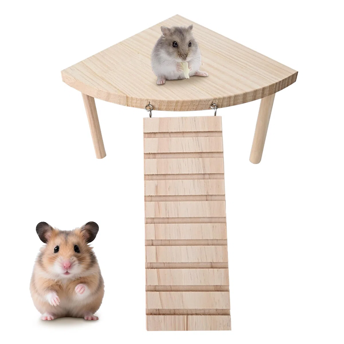 Hamster Plattform - Piattaforme per Criceti - Piattaforma In Legno per Cricet - Accessori per Gabbie Con Scaletta,Adatti per Criceti,Gerbilli,Topi,Cincillà E Altri Piccoli Animali Domestici