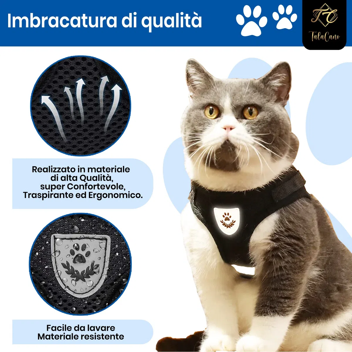 Pettorina Gilet per gatti regolabile con guinzaglio, per animali domestici (SIZE MEDIUM)