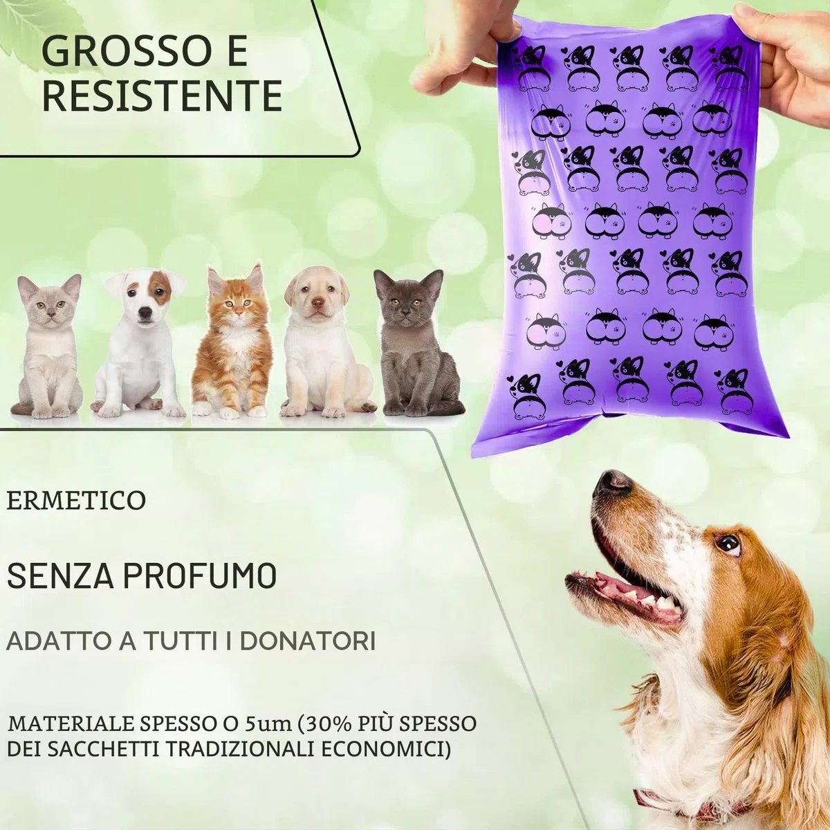Amzeeniu Borsa raccogli Crotte, 540 sacchetti per espulsione cane, 36 rotoli per rifiuti cani, spessi e resistenti, facili da demolire sacchetti impermeabili