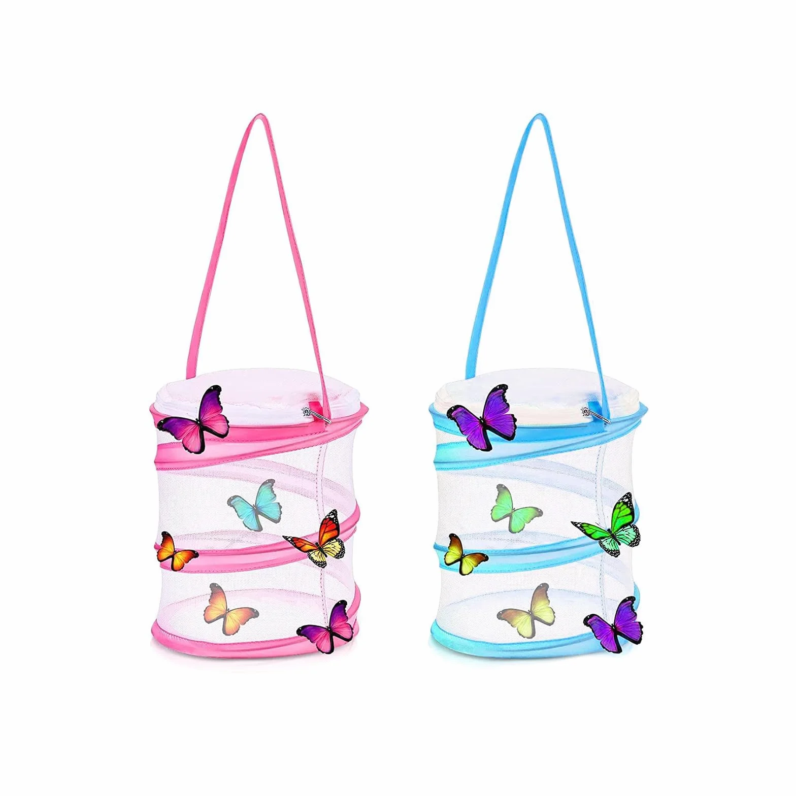 TAIZER Gabbia per Habitat Farfalla Butterfly Habitat Cage Gabbia per insetti Gabbia per farfalle Vegetale Habitat Vegetale Pieghevole Pop up Rettile Pieghevole Panno Allevamento Gabbie (blu)