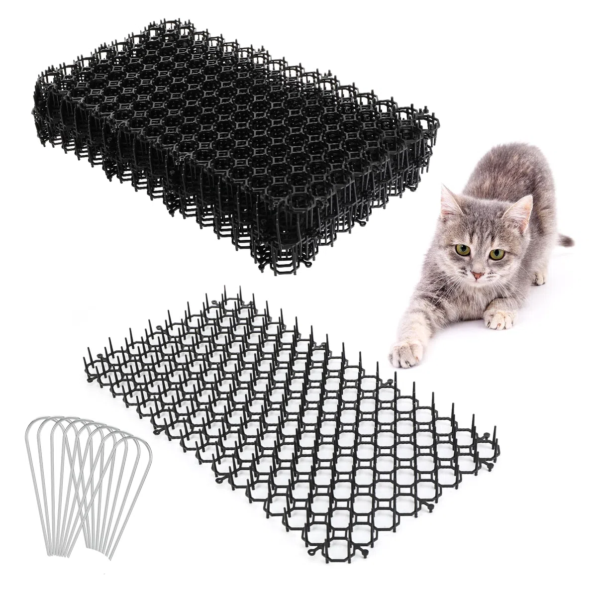 15 Pezzi tappetino repellente per gatti, dissuasori per gatti, tappeto anti gatto, tappetino anti gatto con punte, per letti, giardino, posto auto coperto, parcheggio, divano (20x40 cm)