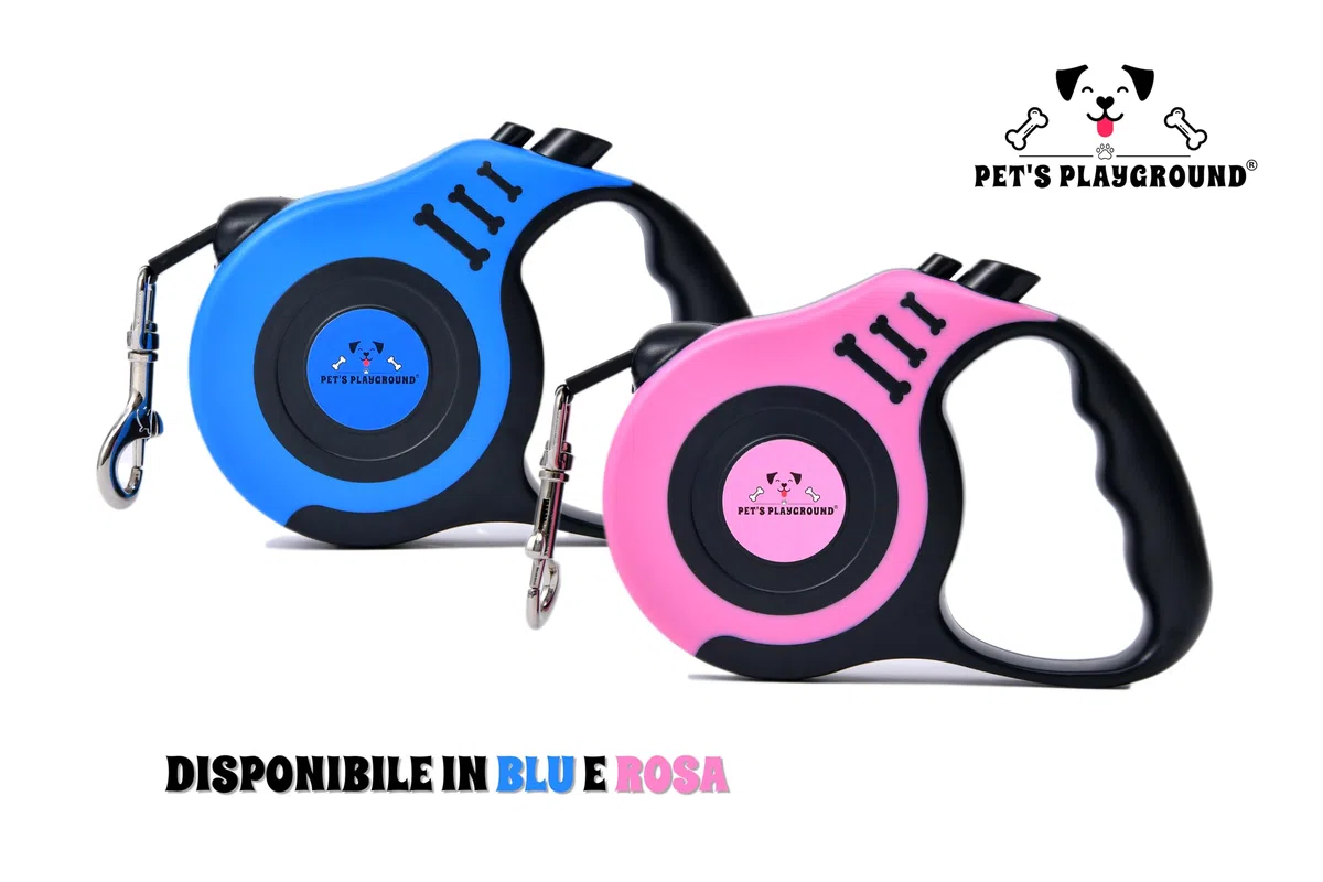 Pet's Playground | Guinzaglio Retrattile per Cani Illuminante e Riflettente | Resistente per Cuccioli e Piccola Taglia | Rosa | 5M