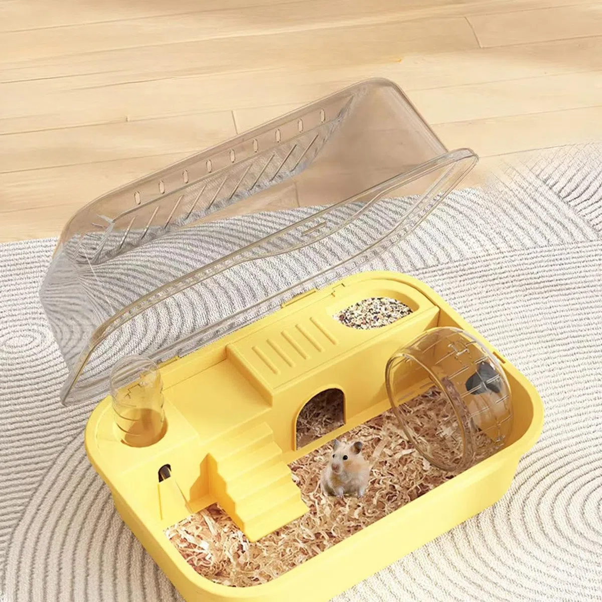 Gabbia Per Criceti – Habitat A Due Piani, Recinzione Trasparente Per Animali, Gabbia Di Sicurezza Pers Roditori, Trasportino Portatile Pers Cricetis, Adatto A Criceti, Cincillà O Gerbilli