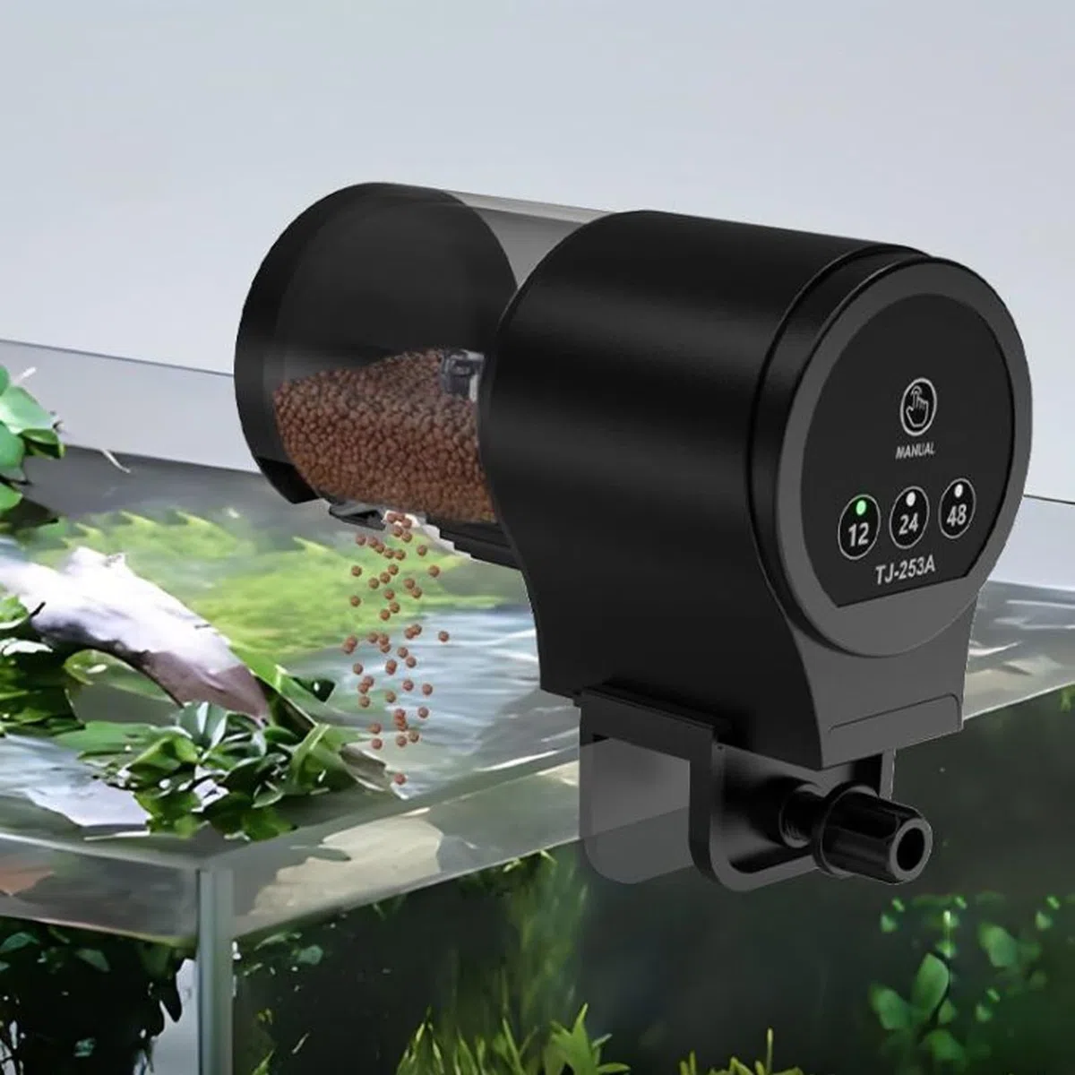 Distributore automatico di alimenti per pesci, distributore automatico di mangimi per pesci | Dispenser per alimenti domestici 100 ml con timer 12H 24H 48H per Guppy, Koi, Ciclidi, Tartaruga, B
