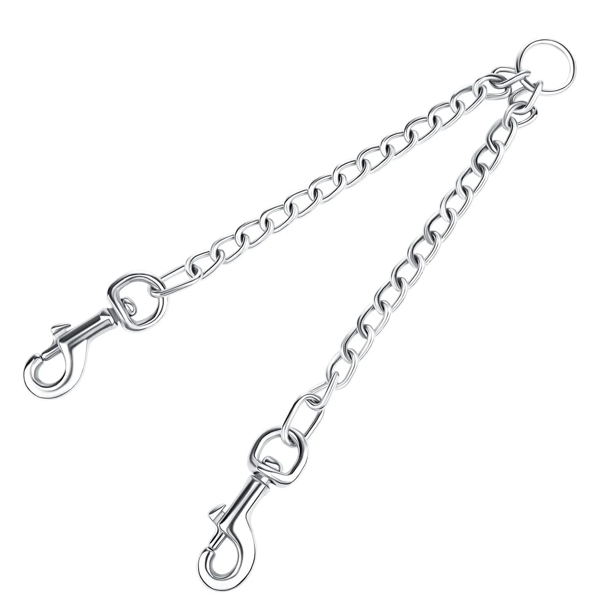 HAPPY HACHI Guinzaglio Doppio per 2 Cani Resistente Acciaio Catena Nessun Groviglio per Due Cane Grandi Medio Passeggiata Formazione(M 3.5mm*60cm)