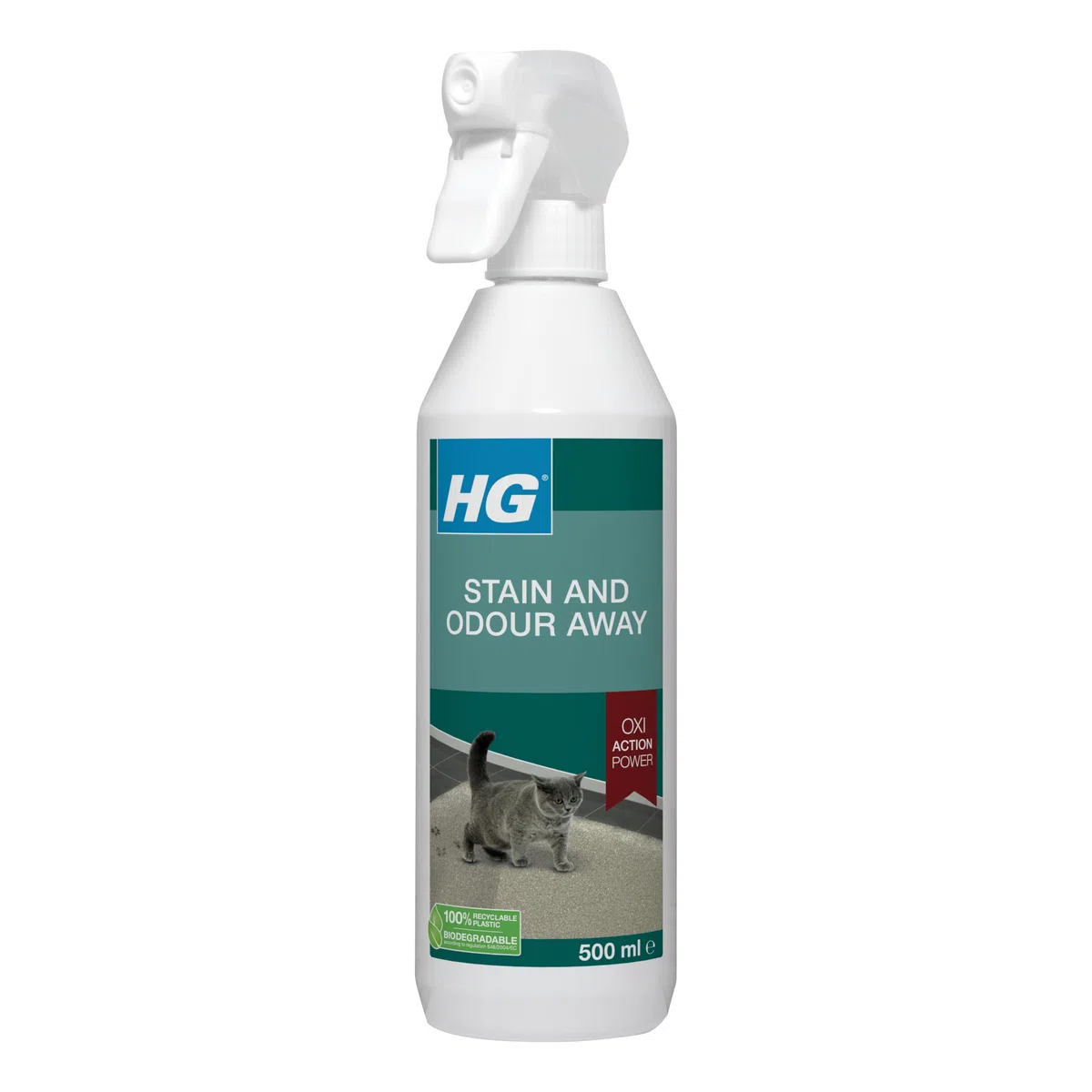 HG Spray smacchiatore per gatti e animali domestici, rimuove le macchie di tessuti e tappeti, neutralizza l'urina di gatto e altri cattivi odori, deodorante e deodorante spray Oxi Action per animali
