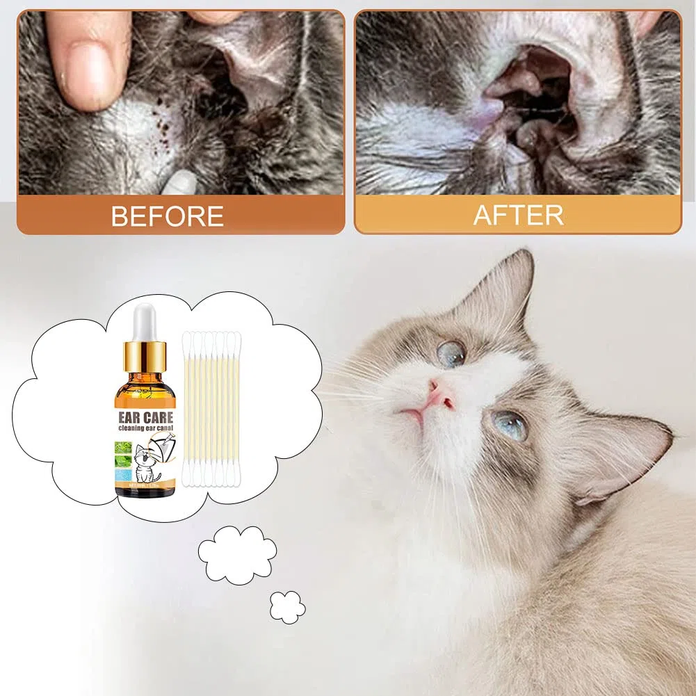 Gocce per Acari dell Orecchio,Gocce D'acari,Pulisci Orecchie Cane e Gatto,Detergente per Orecchie per Cane,Dog Ear Cleaner,Stop Prurito Rimuovere Earwax,50 ml