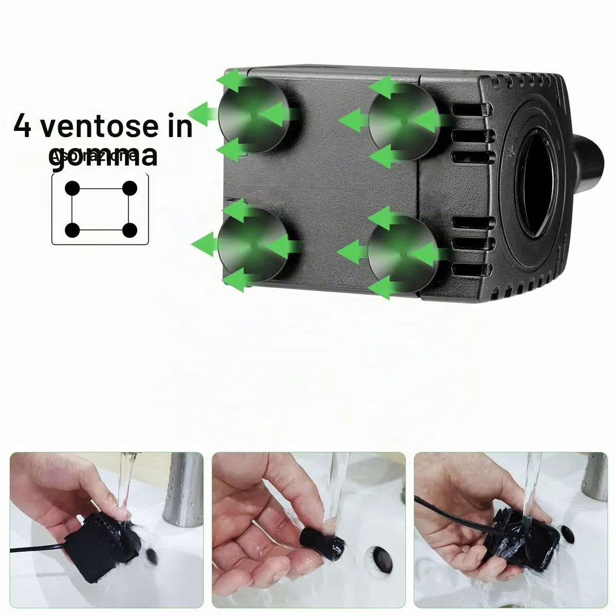 8 W Pompa dell'acqua sommergibile 600 L/H AC220-240 V con 2 ugelli per acquario acquario laghetto fontane giardino sistema