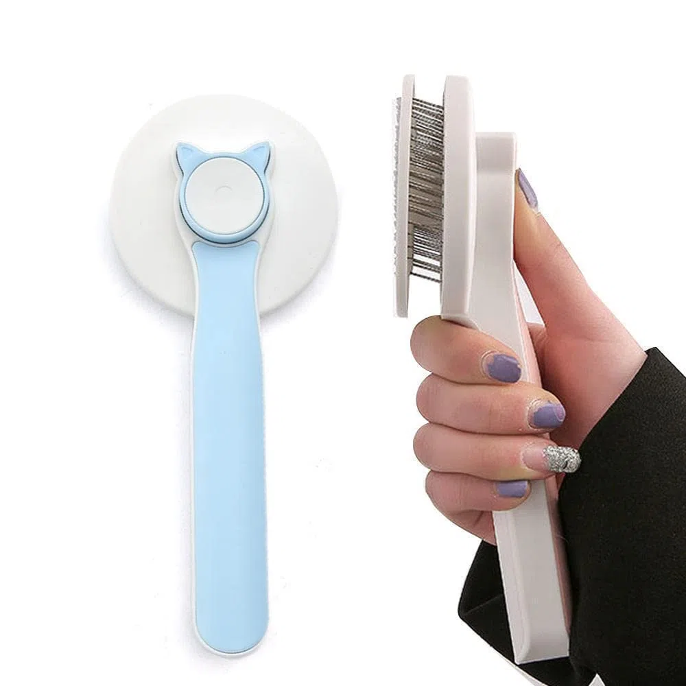 Grehge h, Self-Cleaning Dead Hair Brush for Cats Dogs Long Short Hair to Effectively Remove Up to 95% of Dead Hair (Blue)