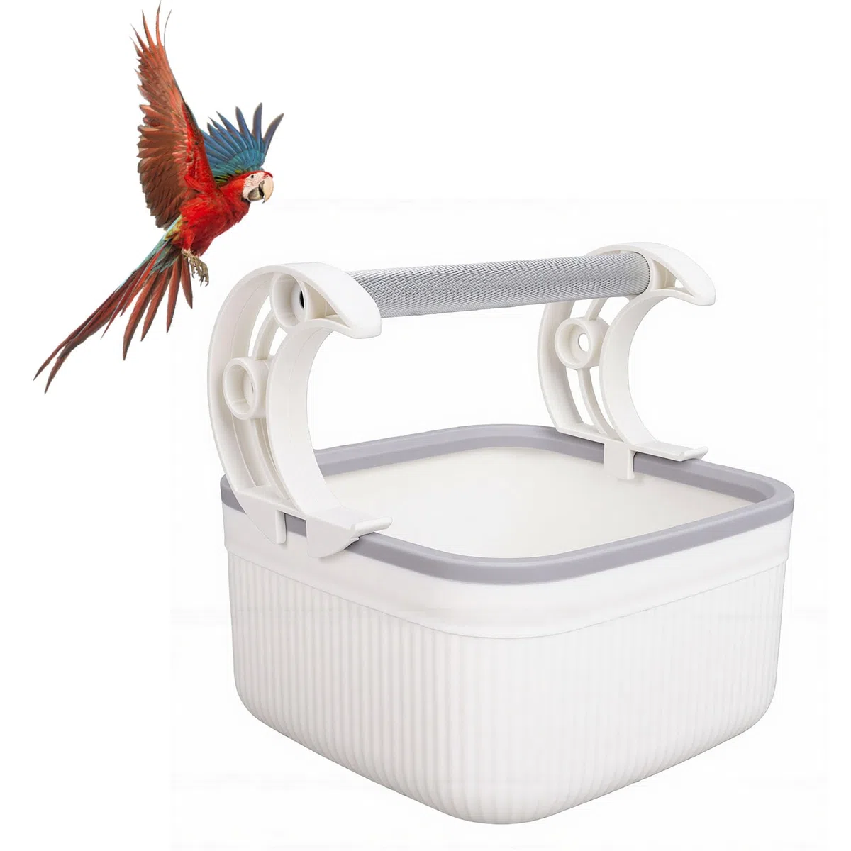 HEEPDD Porta WC per Uccelli in Plastica Bianca Stile Moderno, Portatile per Pappagalli, Strumento per Addestrare il Vasino da Tavolo, per Gabbia da Pavimento (WHITE)