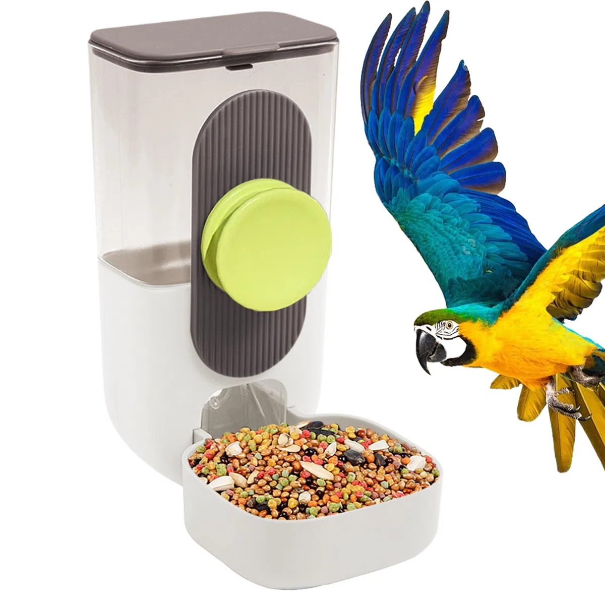 Distributore di acqua per uccelli – Abbeveratoio automatico trasparente per uccelli | Dispenser di cibo per pappagalli per calopsitte, piccioncini e pappagallini