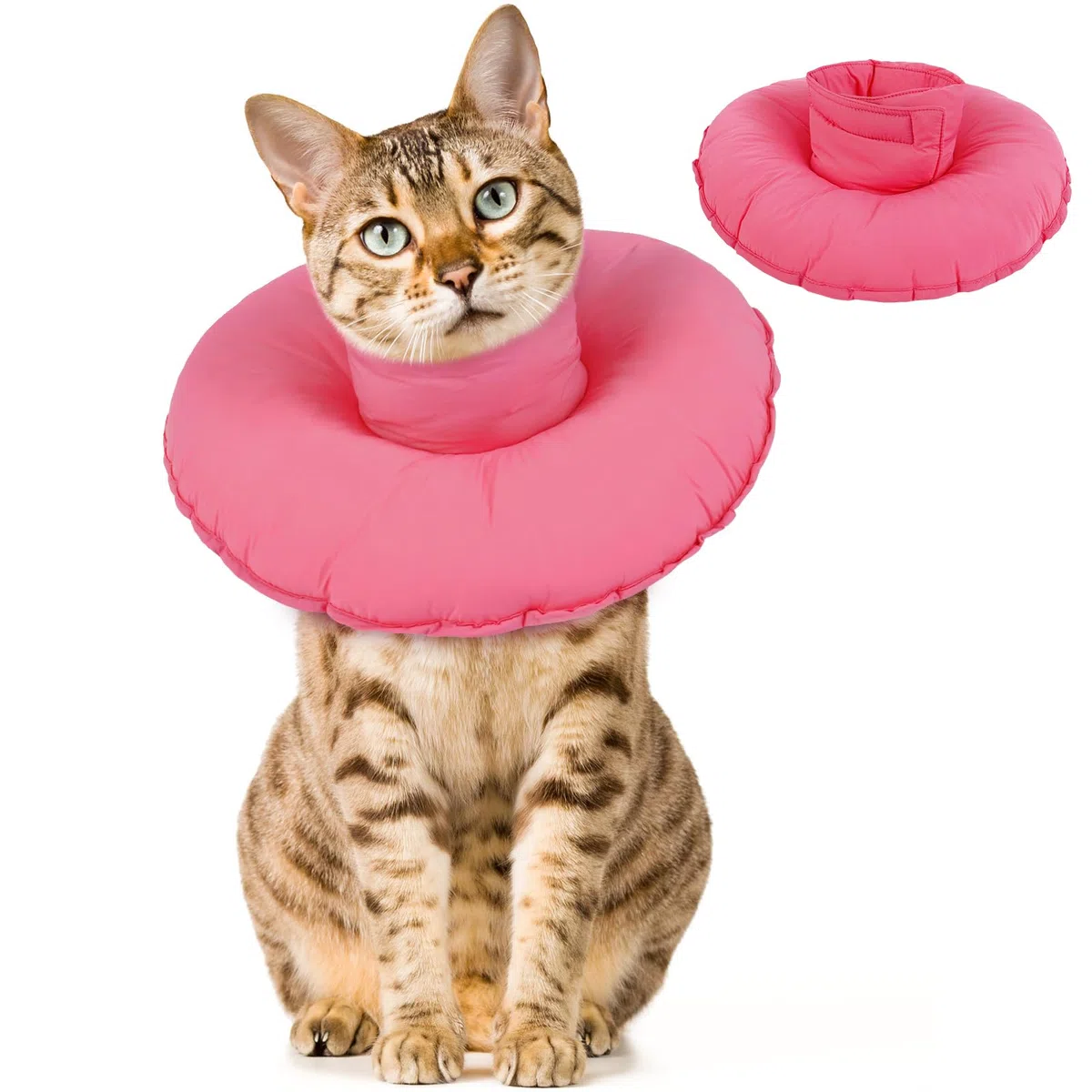 Collare Protettivo Gatto, Morbido Collare Elisabettiano Sterilizzato Ciambella per Gatti Collo Collare-Protettivo Elisabettiano Anti-Morso(Rosa, M)